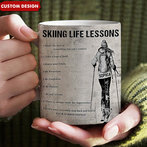 Personalized Skiing Life Lessons Mug-Gift For Skiing Lovers