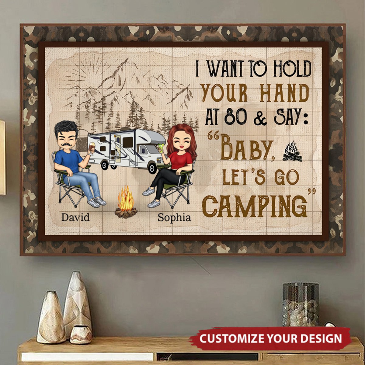 Baby, Let's Go Camping Horizontal Poster - Gift For Couple, Camping Lovers