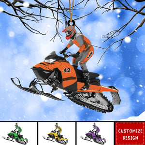 Personalized Snowmobile Acrylic Christmas Ornament - Gift For Snowmobile Lovers