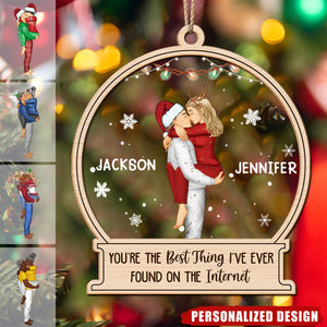 2024 New Release Christmas Kissing Couple-Gift For Couples- Personalized 2-Layered Christmas Ornament