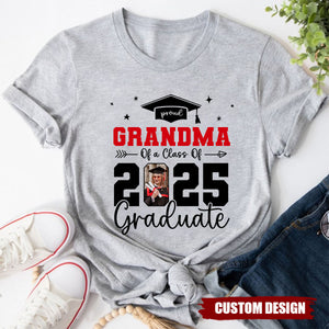 Proud Family Of 2025 Senior Graduation Photo Personalized T-Shirt