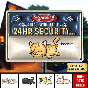 Warning Area Patrolled By Cute Sleeping Cats Personalized 3D Inflated Metal Sign, Gift for Cat Mom, Cat Dad, Cat Lovers