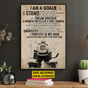 Personalized Hockey Goalie Player Poster-Gift For Hockey Lovers