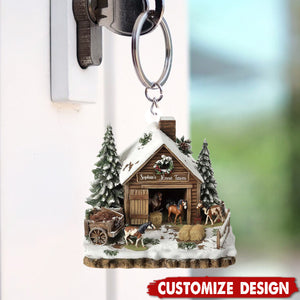 Personalized Horse Barn Keychain - Gifts For Horse Lover