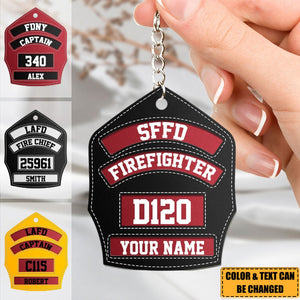 Firefighter’s Helmet Front Shield Personalized Acrylic Keychain