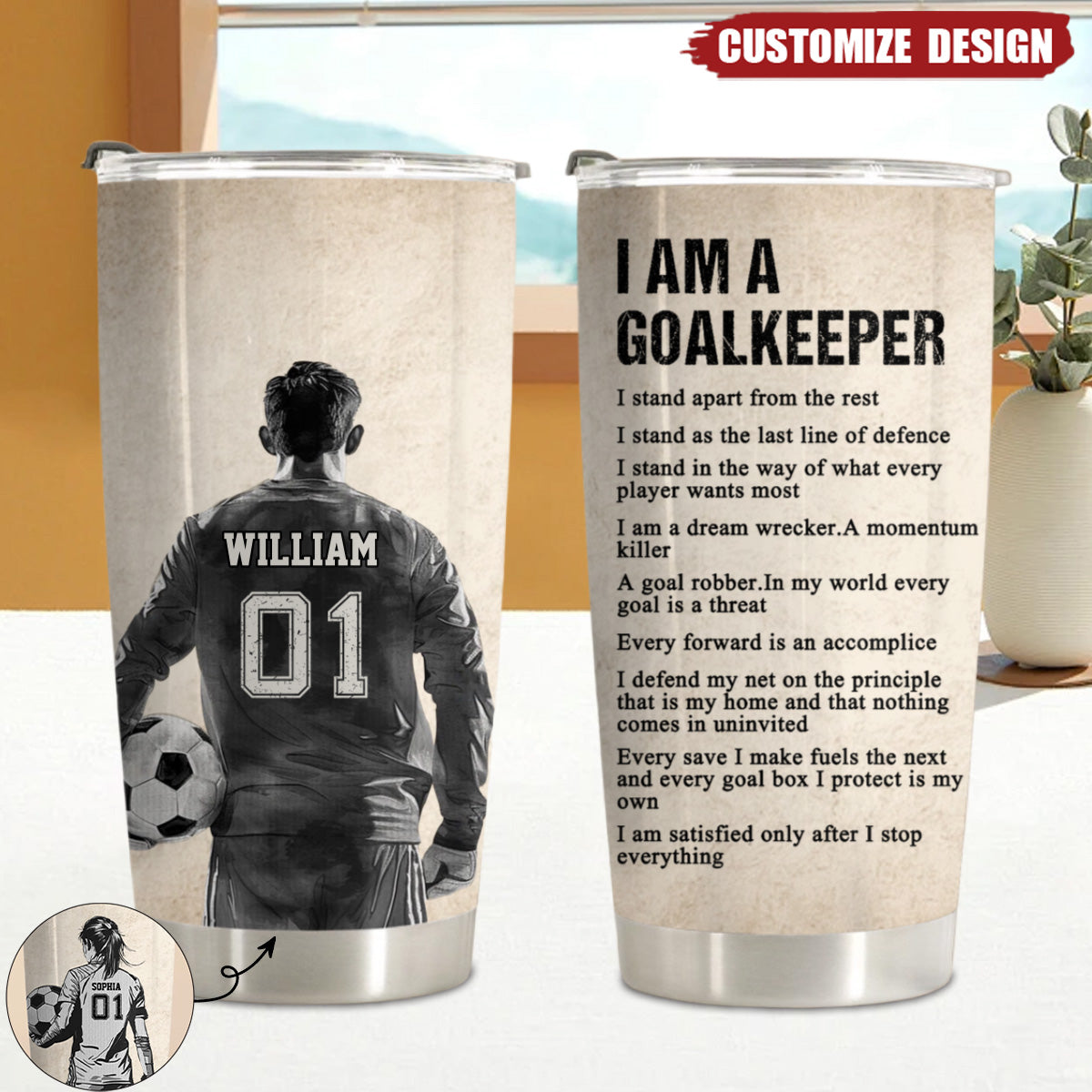 Personalized Goalkeeper Tumbler - Gift For Soccer Lovers