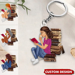 Just A Girl Who Loves Books - Reading Girl - Personalized Acrylic Keychain - Gift For Book Lovers