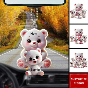 Personalized Grandma Bear Meaningful Car Ornament, Gift For Nana