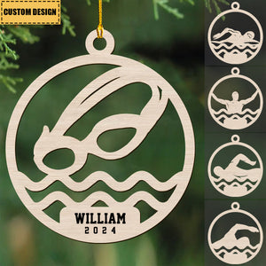 Personalized Wooden Swimming Ornament - Gift For Swimming Lover - 2024 New Release