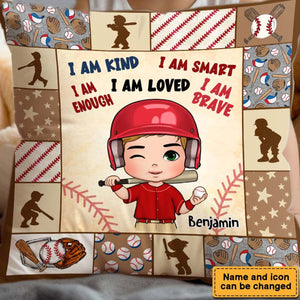 Personalized Gift For Grandson Baseball I Am Kind Kids Pillow