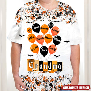 Halloween Grandma Mom Balloon Kids Personalized 3D T-shirt