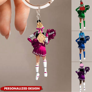 Personalized Cheerleading Pom pom Girl Keychain-Gift For Cheerleading Lovers - 2024 New Release