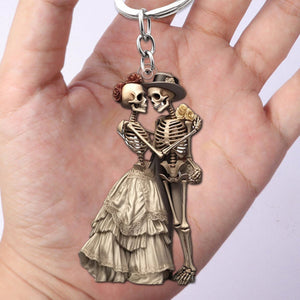 Skeleton Couple Keychain - Anniversary Gift For Wife,Husband,Skull Lovers