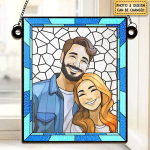 Custom Photo Love You More Every Day - Couple Personalized Window Hanging Suncatcher