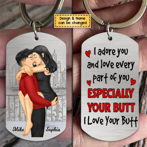 I Adore You-Personalized Stainless Steel Keychain - Gifts For Couple