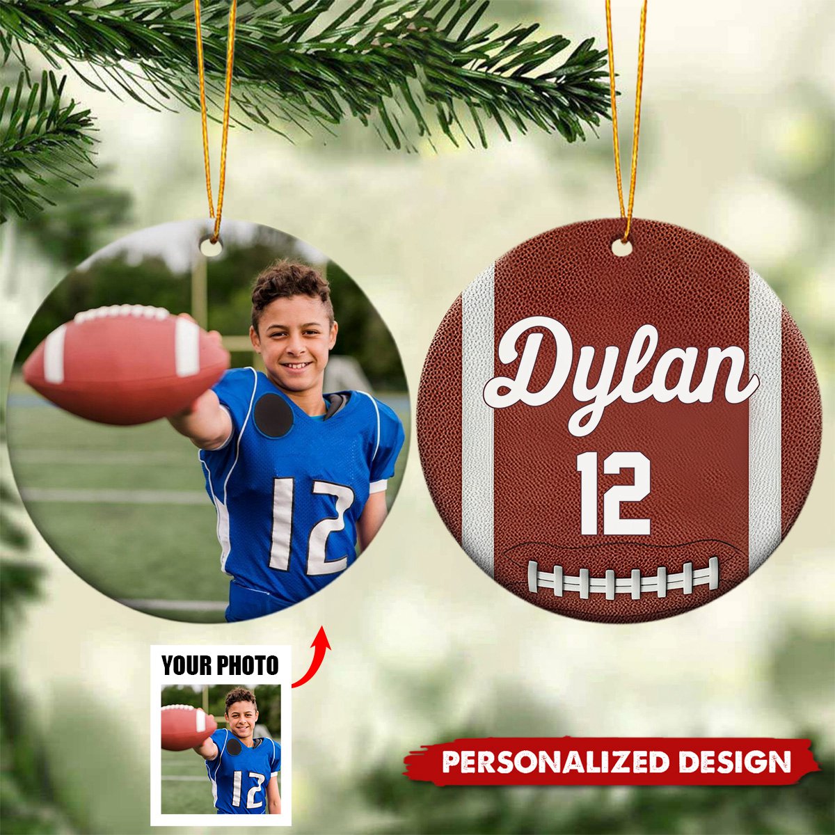 2024 New Release American Football-Personalized Ceramic Photo Ornament-Gift For American Football Lovers