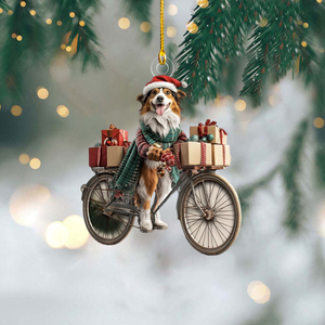 Funny Dog Riding a Bicycle Christmas Ornament - Gift For Dog Lovers - 2024 New Release