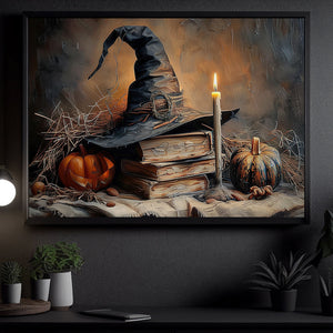 Spooky Season Wall Art Decor, Halloween Poster Gift For Witch And Book Lovers