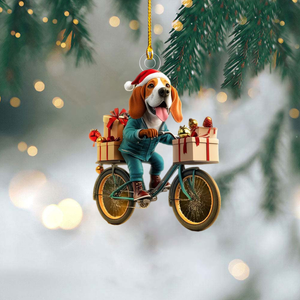 Funny Dog Riding a Bicycle Christmas Ornament - Gift For Dog Lovers - 2024 New Release