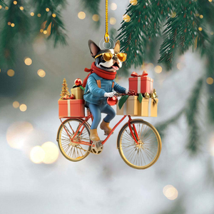 Funny Dog Riding a Bicycle Christmas Ornament - Gift For Dog Lovers - 2024 New Release