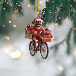 Funny Dog Riding a Bicycle Christmas Ornament - Gift For Dog Lovers - 2024 New Release