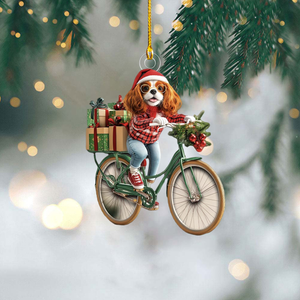 Funny Dog Riding a Bicycle Christmas Ornament - Gift For Dog Lovers - 2024 New Release