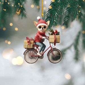 Funny Dog Riding a Bicycle Christmas Ornament - Gift For Dog Lovers - 2024 New Release