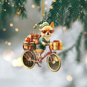 Funny Dog Riding a Bicycle Christmas Ornament - Gift For Dog Lovers - 2024 New Release