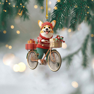 Funny Dog Riding a Bicycle Christmas Ornament - Gift For Dog Lovers - 2024 New Release