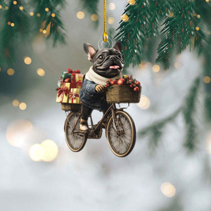 Funny Dog Riding a Bicycle Christmas Ornament - Gift For Dog Lovers - 2024 New Release