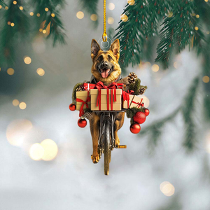 Funny Dog Riding a Bicycle Christmas Ornament - Gift For Dog Lovers - 2024 New Release