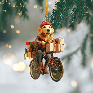 Funny Dog Riding a Bicycle Christmas Ornament - Gift For Dog Lovers - 2024 New Release