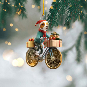 Funny Dog Riding a Bicycle Christmas Ornament - Gift For Dog Lovers - 2024 New Release