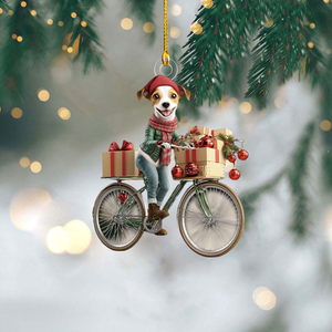 Funny Dog Riding a Bicycle Christmas Ornament - Gift For Dog Lovers - 2024 New Release