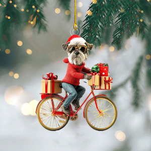 Funny Dog Riding a Bicycle Christmas Ornament - Gift For Dog Lovers - 2024 New Release