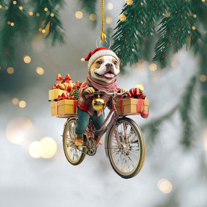 Funny Dog Riding a Bicycle Christmas Ornament - Gift For Dog Lovers - 2024 New Release