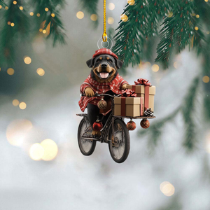 Funny Dog Riding a Bicycle Christmas Ornament - Gift For Dog Lovers - 2024 New Release