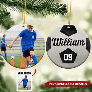 2024 New Release Soccer-Personalized Ceramic Photo Ornament-Gift For Soccer Lovers