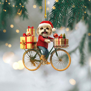 Funny Dog Riding a Bicycle Christmas Ornament - Gift For Dog Lovers - 2024 New Release