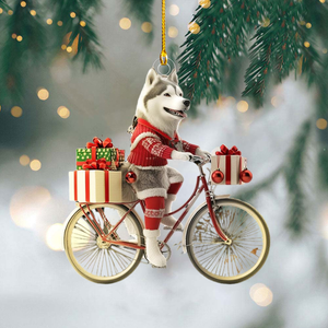 Funny Dog Riding a Bicycle Christmas Ornament - Gift For Dog Lovers - 2024 New Release