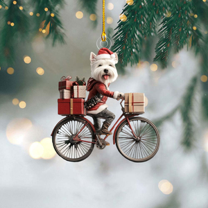 Funny Dog Riding a Bicycle Christmas Ornament - Gift For Dog Lovers - 2024 New Release