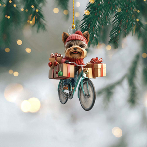 Funny Dog Riding a Bicycle Christmas Ornament - Gift For Dog Lovers - 2024 New Release