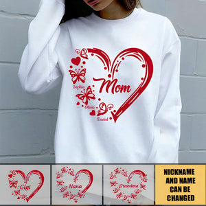 Sweet Valentine Nana Mom Heart Butterfly-Personalized Sweatshirt