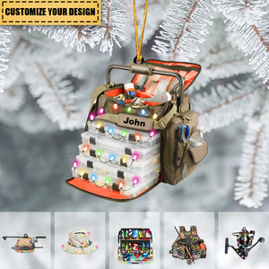 Fishing Gear Personalized Christmas Ornament, Gift For Fishing Lovers