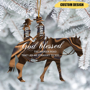 Couple In Horse God Blessed Personalized Car/Christmas Ornament