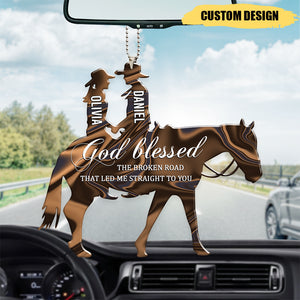 Couple In Horse God Blessed Personalized Car/Christmas Ornament