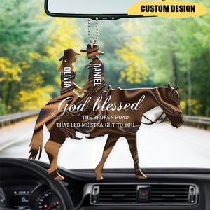 Couple In Horse God Blessed Personalized Car/Christmas Ornament