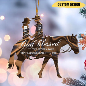 Couple In Horse God Blessed Personalized Car/Christmas Ornament