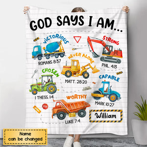 God Says I Am - Personalized Custom Blanket - Christmas Gift For Kids, Family, Family Members