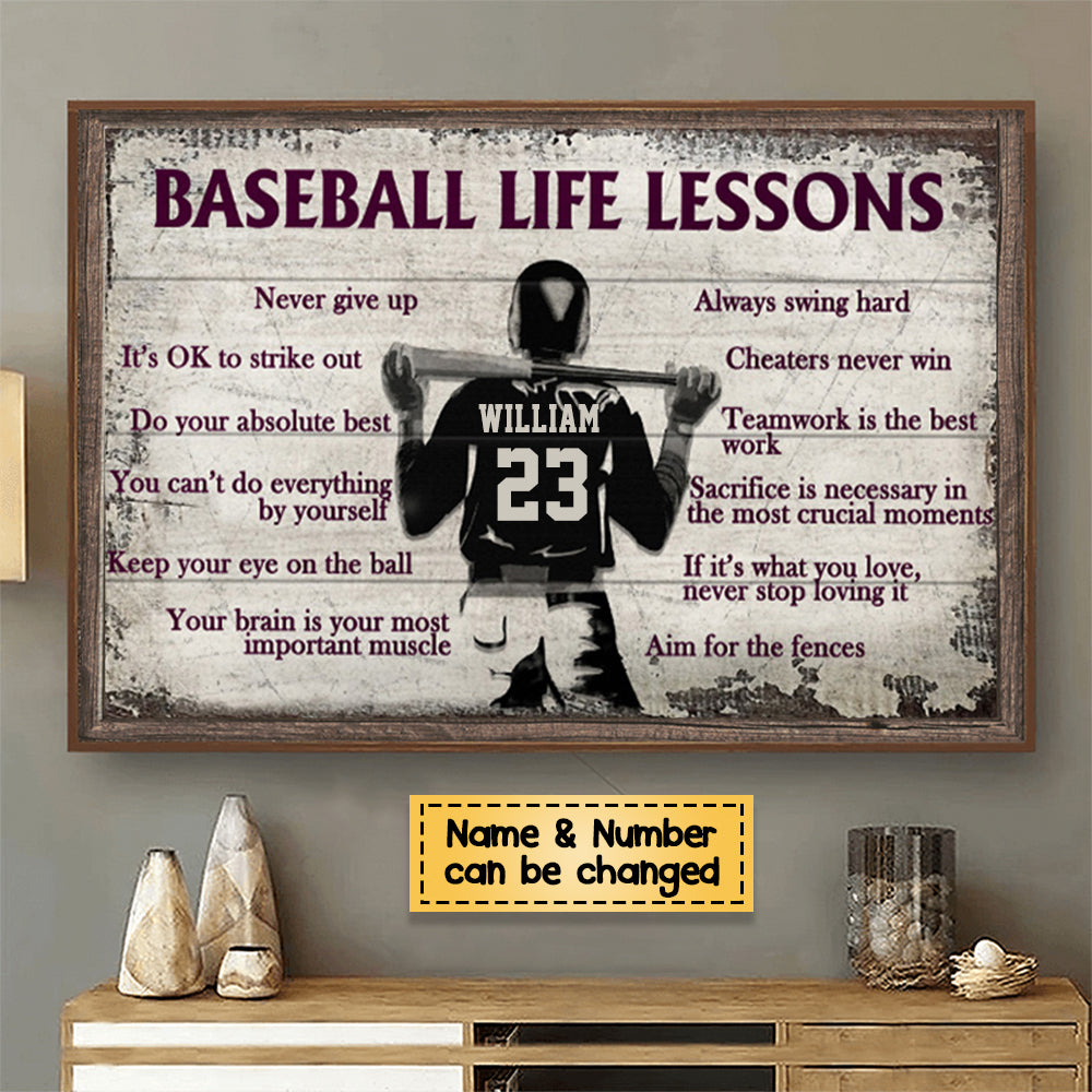 Personalized Baseball Life Lessons-Customized Horizontal Poster - roadsir